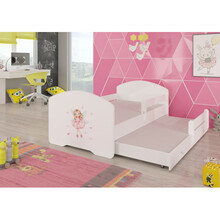 Laste voodi turvapiirde ja madratsitega Adrk Furniture Pepe II Barrier Girl with Wings, 160 x 80 cm