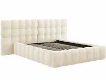 Voodi Micadoni Home Mamaia Velvet Double Headboard, 160 x 200 cm, helepruun/beež, ilma madratsita, põhjalippidega