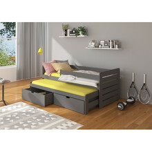 Lastevoodi ADRK Furniture Tomi, küljekaitsega, 80 x 180 cm, hall