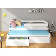 Laste kaheinimesevoodi küljeäärisega Adrk Furniture Tiarro, 80 x 180 cm, valge