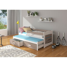 Lastevoodi Adrk Furniture Tiarro, küljeäärisega, 80 x 180 cm, valge/hall