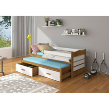 Lastevoodi turvapiirdega Adrk Furniture Tiarro, 90 x 200 cm, valge/pruun