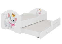 Laste kaheinimesevoodi koos madratsitega Adrk Furniture Casimo II Cat, 160 x 80 cm, valge