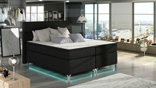 Voodi Amadeo 160 x 200 cm, LED valgustusega, madratsiga, põhjalippidega, must