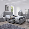Voodi kahekohaline Home4you Caren, 160 x 200 cm, hall, madratsiga Harmony Top, põhjalippidega