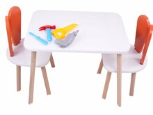 Laste lauakomplekt Hanah Home Bunny Two, 50 x 60 x 45 cm, oranž/valge
