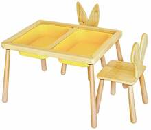 Laste mängulaud Kalune Design Table and 2 Chairs, 52 cm, kollane