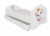 Lastevoodi ADRK Furniture Casimo Cat, voodipesukastiga, madratsiga, 70 x 140 cm, valge
