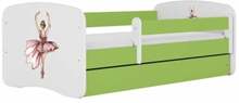 Lastevoodi Kocot Kids BabyDreams Green Dancer, 70 x 140 cm, voodipesukastiga, madratsiga, roheline/valge