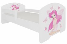 Lastevoodi ADRK Furniture Pepe Girl With Wings, 80 x 160 cm, madratsiga, valge/roosa