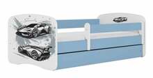 Lastevoodi Kocot Kids Sports Car, 80 x 180 cm, voodipesukastiga, ilma madratsita, sinine/valge