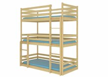 Kolmekorruseline lastevoodi ADRK Furniture Tedro, koos madratsiga, 90 x 200 cm, pruun