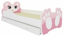 Lastevoodi ADRK Furniture Bear, 70 x 140 cm, voodipesukastiga, madratsiga, valge/roosa