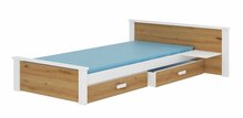 Lastevoodi ADRK Aldex Shelf, voodipesukastiga, madratsiga, 80 x 180 cm, pruun/valge