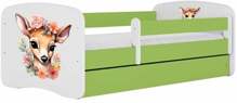 Lastevoodi Kocot Kids BabyDreams Green Bambi, 80 x 180 cm, voodipesukastiga, madratsiga, valge/roheline