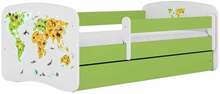 Lastevoodi Kocot Kids BabyDreams Map, 70 x 140 cm, voodipesukastiga, madratsiga, valge/roheline