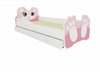 Lastevoodi ADRK Furniture Bear, voodipesukastiga, madratsiga, 80 x 160 cm, roosa/valge