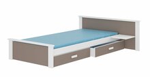 Lastevoodi ADRK Aldex Shelf, voodipesukastiga, madratsiga, 80 x 180 cm, valge/hall/pruunikas