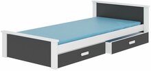 Lastevoodi ADRK Furniture Aldex, 90 x 200 cm, valge/grafiit, ilma madratsita