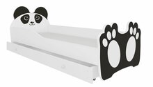 Lastevoodi ADRK Furniture Bear, voodipesukastiga, madratsiga, 80 x 160 cm, valge/must