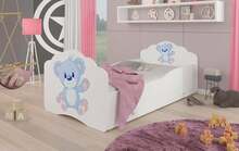 Lastevoodi ADRK Furniture Casimo Bear, madratsi ja sahtliga, 70 x 140 cm, valge/sinine
