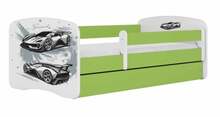 Lastevoodi Kocot Kids Sports Car, 70 x 140 cm, madratsiga, valge/roheline