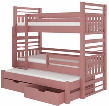Laste narivoodi ADRK Furniture Hippo, lisavoodiga, 80 x 180 cm, roosa