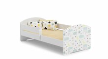 Lastevoodi ADRK Furniture Pepe Barrier Galaxy, 80 x 160 cm, koos madratsiga, valge