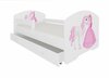 Lastevoodi ADRK Furniture Pepe Princess And Horse, voodipesukastiga, madratsiga, 70 x 140 cm, valge/roosa