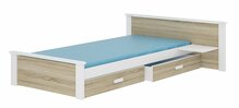 Lastevoodi Aldex Shelf, voodipesukastiga, madratsiga, 80 x 180 cm, valge/pruun