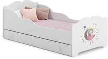 Lastevoodi Anna Sleeping Princess sahtli ja madratsiga, 140 x 70 cm, printsess kuuga