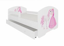 Lastevoodi ADRK Furniture Pepe Princess and Horse, 80 x 160 cm, voodipesukastiga, madratsiga, valge/roosa