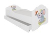 Lastevoodi ADRK Furniture Casimo Elephant, voodipesukastiga, madratsiga, 80 x 160cm, valge