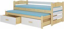 Lastevoodi ADRK Furniture Tiarro, voodipesukastiga, ilma madratsita, 80 x 180 cm, valge/pruun
