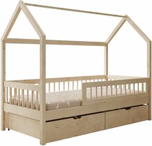 Lastevoodi ADRK Furniture Galicja, 70 x 140 cm, voodipesukastiga, madratsiga, beež