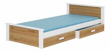 Lastevoodi ADRK Furniture Aldex, voodipesukastiga, ilma madratsita, 80 x 180 cm, tamm/valge