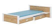 Lastevoodi ADRK Aldex Shelf, voodipesukastiga, madratsiga, 80 x 180 cm, valge/pruun
