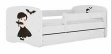Lastevoodi Kocot Kids BabyDreams White Wednesday, voodikastiga, madratsiga, 80 x 160 cm, valge/must