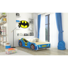 Lastevoodi ADRK Furniture Batcar, 80 x 160 cm, sinine, koos madratsiga