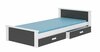 Lastevoodi ADRK Furniture Aldex, voodipesukastiga, madratsiga, 80 x 180 cm, valge/must