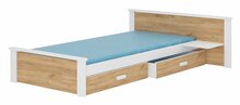 Lastevoodi ADRK Aldex Shelf, voodipesukastiga, madratsiga, 90 x 200 cm, pruun/valge/pruunikas