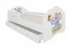Lastevoodi ADRK Furniture Casimo Elephant, voodipesukastiga, madratsiga, 80 x 160 cm, valge