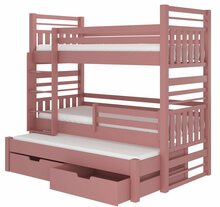 Lastevoodi ADRK Furniture Hippo, 90 x 200 cm, madratsiga, roosa