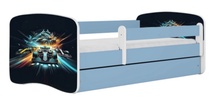Lastevoodi Kocot Kids Race, 70 x 140 cm, voodipesukastiga, madratsiga, sinine/valge