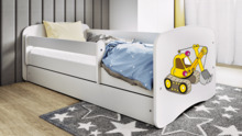 Lastevoodi Kocot Kids Babydreams Digger, 70 x 140 cm, voodipesukastiga, ilma madratsita, valge