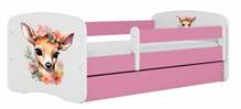 Lastevoodi Kocot Kids Bambi, 70 x 140 cm, voodipesukastiga, madratsiga, valge/roosa