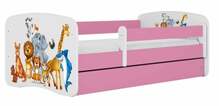 Lastevoodi Kocot Kids BabyDreams Pink Animals, voodikastiga, madratsiga, 80 x 160 cm, roosa