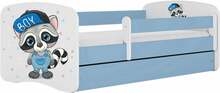 Lastevoodi Kocot Kids Babydreams Raccoon, 70 x 140 cm, voodipesukastiga, madratsiga, sinine/valge