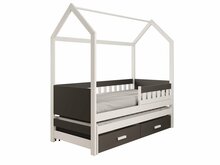 Lastevoodi ADRK Furniture Jaspis, voodipesukastiga, ilma madratsita, 80 x 180 cm, valge/pruun