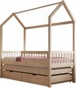 Lastevoodi ADRK Furniture Artes II House, voodipesukastiga, madratsiga, 90 x 200 cm, pruun